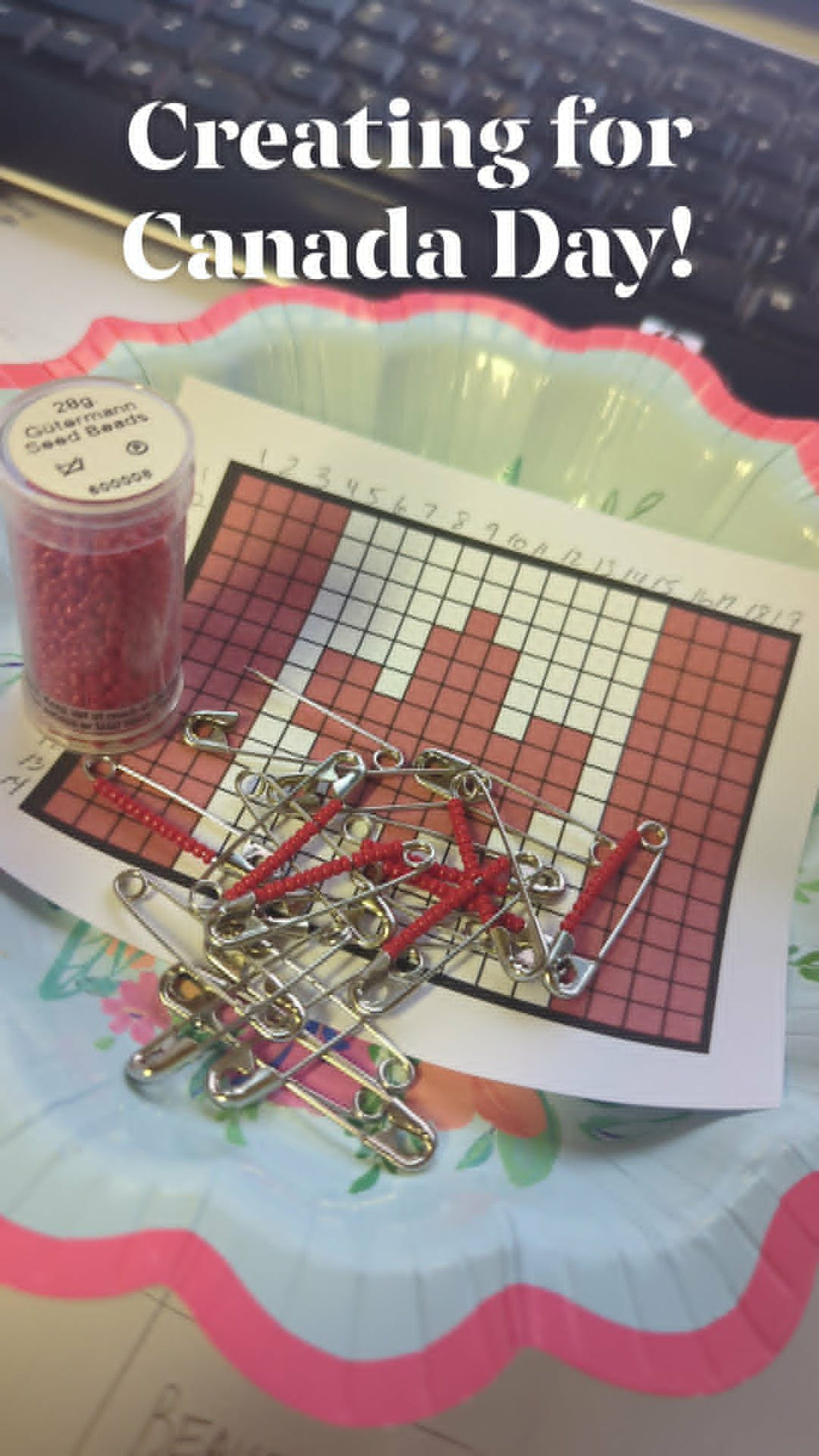 Canada Day Pin ~ beaded pin